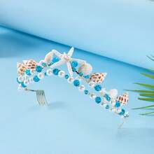 1pc Bohemian Beach Style Mermaid Bridal Headband, Multi-Functional Shell, Starfish, Conch, Faux Pearl Mermaid Princess Hair Accessory, Suitable For Weddings And Parties