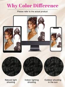 12*5CM Fully Hand-Woven Heart-Shaped Net Invisible Seamless Hair Replacement Piece Water Ripple Curly Hair Middle-Parted Bangs On The Top Of The Head Fluffy To Increase Hair Volume Cover The Hairline Long Curly Bangs Wig Natural Invisible Cover White Hair - Multicolor - View 9