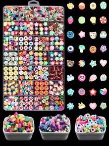 Polymer Clay Bead Bracelet Making Kit, Cute & Fun Beads Friendship Bracelet Making Set, Includes Letter Beads Pendant, Suitable For Jewelry DIY Crafts