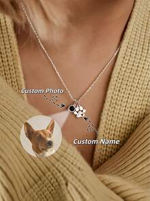 1 件定制宠物名字投影项链 | 照片投影和金属爪印项链 | 纪念照片宠物爪印雕刻项链 | 永恒伴侣纪念礼物 | 忠诚宠物照片项链 | 永远的伴侣宠物照片项链 | 纪念友谊投影项链 | 朋友项链 | 手工项链