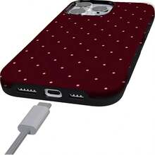 Burgundy Background With Pink Dots Two-In-One Matte Texture Phone Case Suitable For Compatible With Iphone17,17Air,16, 15, 14, 13, 12, 11, PRO MAX,PLUS,X,XS,XSMAX,As Well As , Galaxy S21/22/23/24/25 Ultra/FE+,NOTE20 Ultra,A71/56/55/54/53/52/36/35/34/26/25/23/16/15/14/13/06 - 彩色 - 查看 4