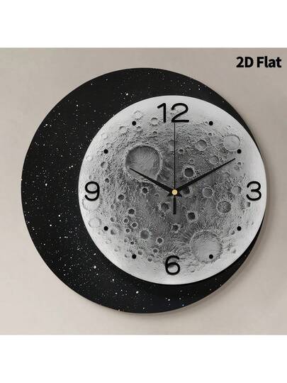 2D Flat 1pc Moderne Minimalist Moon Home Creativity Wand Clock, Ultra Quiet Quartz Movement, No Ticking Sound, ation Painting Klok Living Room, Bedroom Office, able Horloge view 11