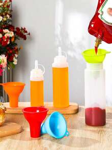 1PC Silicone Funnel, Wide-Mouthed Funnel Flexible Sauce Can Set, Suitable For Home, Restaurant And Kitchen Squeeze Bottles And Cans, Easy To Clean, Suitable For Most Liquids Such As Oil, Beverages, Sauces, Etc., Wide Range Of Applications, Reusable, Home Accessories