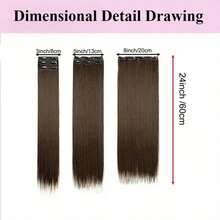 Clip In Hair Extensions 24 Inch 6 Pcs Set Long Straight Hair Extension Synthetic Hairpieces For Women Girls Daily Use - Dark Gold Highlights-22TH613 - View 3