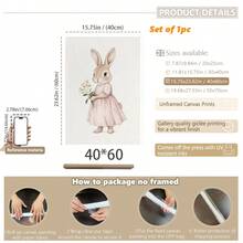 1pc Framed Canvas Wall Art, Pink Nursery Gallery Wall Set, Baby Girl Room Decor, Vintage Children's Room Decoration, Girl Gallery Art, Antique Nursery Wall Decor