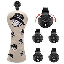 时尚设计渔夫卡其色高尔夫球杆套，适用于一号木杆、球道木杆、混合杆、木杆，带号码标签，适用于1号、3号、5号木杆、刀背式推杆、槌式推杆。 - 黑色 - 查看 6