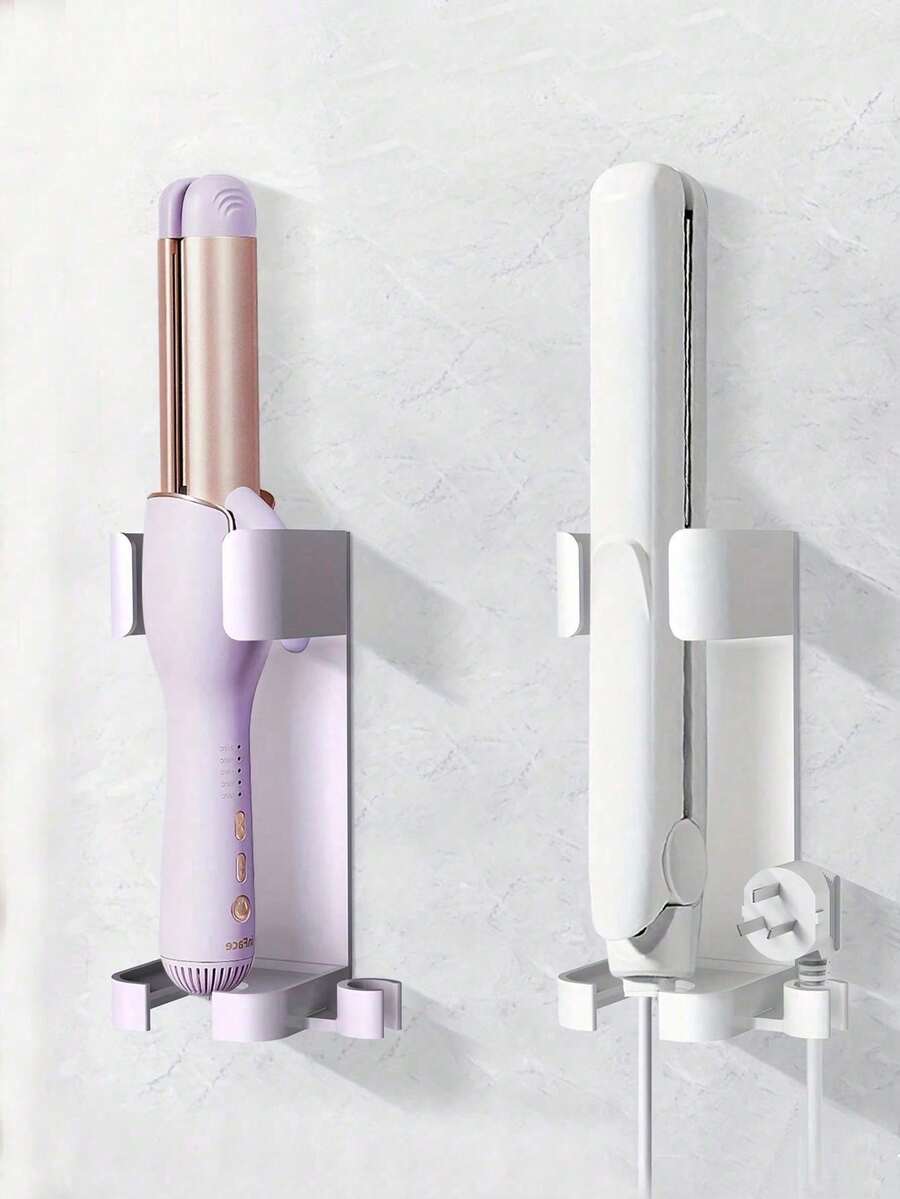 1pc Adhesive-Free Hair Curler Storage Rack,Straightener & Hair Dryer Organizer Shelf ,Beauty Tool Storage Rack, Wall Mount Hair Styling Tool Storage, Organizer Curling Iron Storage, Rack Bathroom Plug Wall Hanging, Plastic Hair Dryer Holder Hair Straighteners Combs Holder,Bathroom Accessories Bedroom Accessories