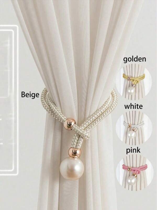 1pc/2pcs Faux Pearl Window Curtain Tie Backs