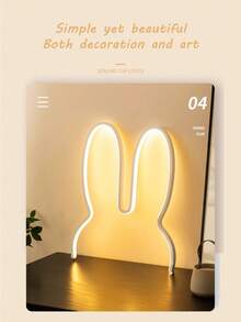 Nordischer Stil süßer Hase-Ohren Nachtlicht, LED Softlicht Schlafzimmer Nachttischlampe, dimmbar per Knopfdruck, verspieltes Design, gemütliche Tischdekoration für Kinderzimmer, Steckdosenlampe, Innenraum Stimmungslicht - 1 Stück