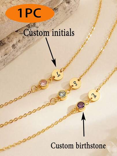1PC Can Be Customized With Birthstone And Initials Elegant Bracelet, Customized Bracelet, Couple Bracelet, Birthday Gift, Women's Friendship Bracelet, Suitable For Halloween / Christmas Personalized Gifts For Mother, Lover, Classmates Or Good Friends