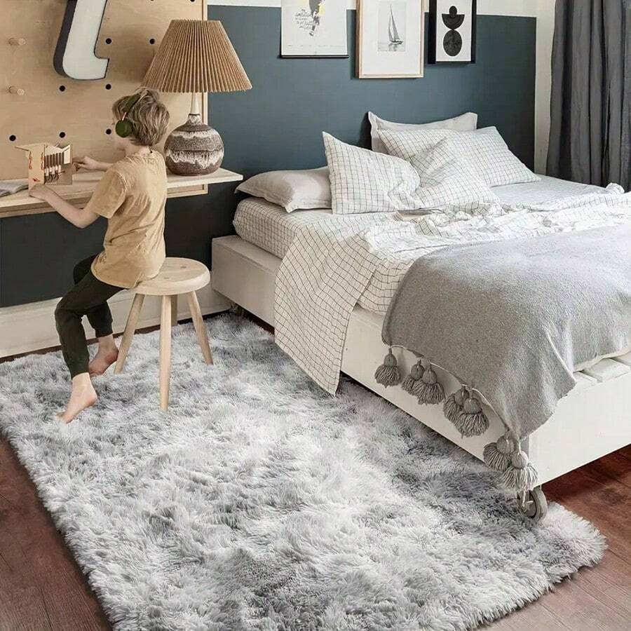 Soft Plush Tie Dyed Bedroom Mat - Comfortable Gray Carpet, Hand Washable Polyester Blend, Perfect For Indoor/Outdoor Use, Adding Warm And Comfortable Floor Coverings To Any Space | Modern Decorative Accessories | Durable Floor Mats, Bedroom Carpets