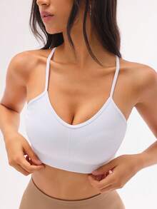 WAKYME 3pcs Women's Casual Sports Set - Cropped Zip-Up Hoodie + Criss-Cross Sports Bra + High-Waisted Wide Leg Pants, Light Gray & White, Fashionable Daily Wear - Multicolor - View 5