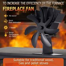 7-Blade Furnace Fan Thermal Fireplace Fan Standing No Electricity Wireless Low-Noise Wood Burner Aluminum Alloy Fan - 10.5x6.6x19.5cm - View 1