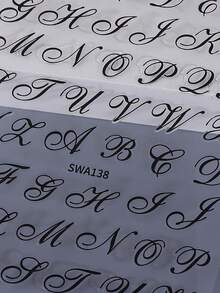 Retro English Letter Pattern 3D Nail Stickers, 3D Black Gothic Letter Nail Stickers, Fashionable And Romantic English Word Alphabet Character Symbol Design DIY Stickers, Y2K Self-Adhesive Slide Nail Decoration, Y2K Self-Adhesive Slide Nail Decoration Accessories