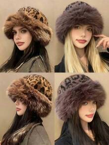 2025 New Leopard Print Mongolian Hat For Women, Warm And Fashionable Autumn And Winter Hat, Fisherman Basin Hat Plush Hat, Suitable For Giving Gifts When Going Out, Unisex - Multicolor - View 13