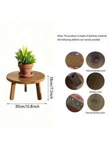 1pc DIY Handmade Apricot & Brown Bamboo Planter Pot Holder Indoor Flower Stand
