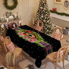 1/20 pièces Nappe de Noël, nappe de fond noir luxueuse avec motif de points rouges d'oiseaux, décoration d'ambiance de Noël, mise en place vibrante de table à manger, convient pour la cuisine, la table à manger, les fêtes, les pique-niques et les dîners en plein air