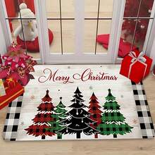 1/2/3pcs Christmas Kitchen Mat Set - Vintage Christmas Tree & Buffalo Plaid Design, Soft Flannel Material, Anti-Slip & Easy Clean - Suitable For Living Room, Dining Room, Bathroom And Entryway - Multicolor - View 14