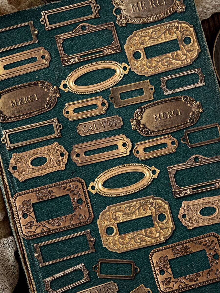 Bộ 30 miếng dán trang trí cổ điển, Văn phòng cổ điển, Sổ lưu niệm thiệp cổ điển, Trang trí sổ kế hoạch - Nhiều màu - Xem 1