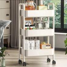 1 pièce Chariot de rangement à 2 étages - Matériau PP, polyvalent pour le bureau, la cuisine, la salle de bain et l'organisation de la chambre, décoration extérieure