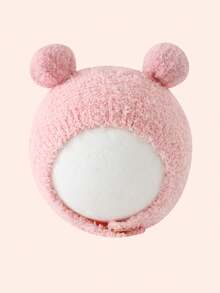 1pc 3-24 Months Baby Double Pom-Pom Plush Hat, Cute Cartoon Baby Hat Series, Warm Knitted Baby Hat For Autumn/Winter, Comfortable & Warm Baby Knitted Hat, Fashionable & Warm Baby Hat, Premium Baby Hat Selection, Essential Baby Winter Accessory - Big Ball Button Tire Hat - View 8