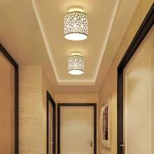 1 件铁制空心灯罩，圆柱形灯罩，带 5 瓣花卉镂空设计，E27 金属吸顶灯 - 彩色 - 查看 3