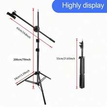 Adjustable 63in Metal Tripod Stand, Floor Mount Phone Holder With Detachable Clamp, 360° Rotation Height-Adjustable Overhead Mount For Live Streaming, Cooking, Drawing, And Teaching - Black, Free Hands Holder, No Battery Required - Tripod Stand - View 13