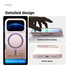 Elago High Quality Magnetic Liquid Silicone Case For IPhone 17 Pro Max, Compatible With MagSafe, Liquid Silicone Material, Protective Cover, Shockproof, Slim Phone, Fashion, Velvet - For Men, For Women, Luxury, Fashion, Minimalist - 可愛的粉紅色 - 查看 8