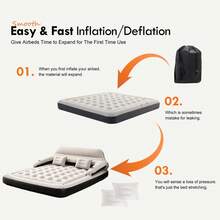 Air Mattress Sofa Bed For Camping, Portable Inflatable Couch With Headboard And Soft Pillow (Pump Not Included) - 米色 - 查看 6