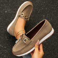 Zapatos planos casuales, cómodos y ligeros de punta redonda para uso diario de mujeres - Camel - Ver 10