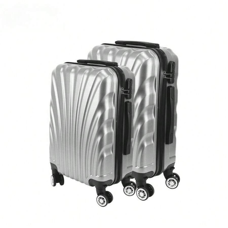 2-Piece Cabin Size Suitcase Set - Hard Shell Luggage - Silver - View 1