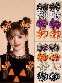 2/8 sztuk dla dziewczynek, śliczne spinki do włosów z motywem dyni, ducha, czarodzieja, potwora, nietoperza, spinki do grzywki, ozdoby do kucyka, odpowiednie na przyjęcia świąteczne, akcesoria do włosów na Halloween