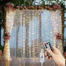 1 Confezione, Luci a tendina a LED, Luci a stringa alimentate tramite USB con 8 modalità, Decorazioni appese adatte per Natale, Ognissanti, San Valentino, Ramadan, Feste e Illuminazione per Festività