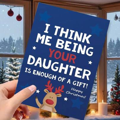 1PC. Tấm thiệp Giáng sinh hài hước của con gái tặng bố, tấm thiệp Giáng sinh tặng bố