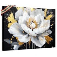 1pc Art Decor Square Canvas Wall Art With Framed Abstract Flowers Black And White Art Deco Classic Retro Style For Home Office Bathroom Living Room Bedroom Decor.Stretched And Framed Ready To Hang. - trắng - Xem 1