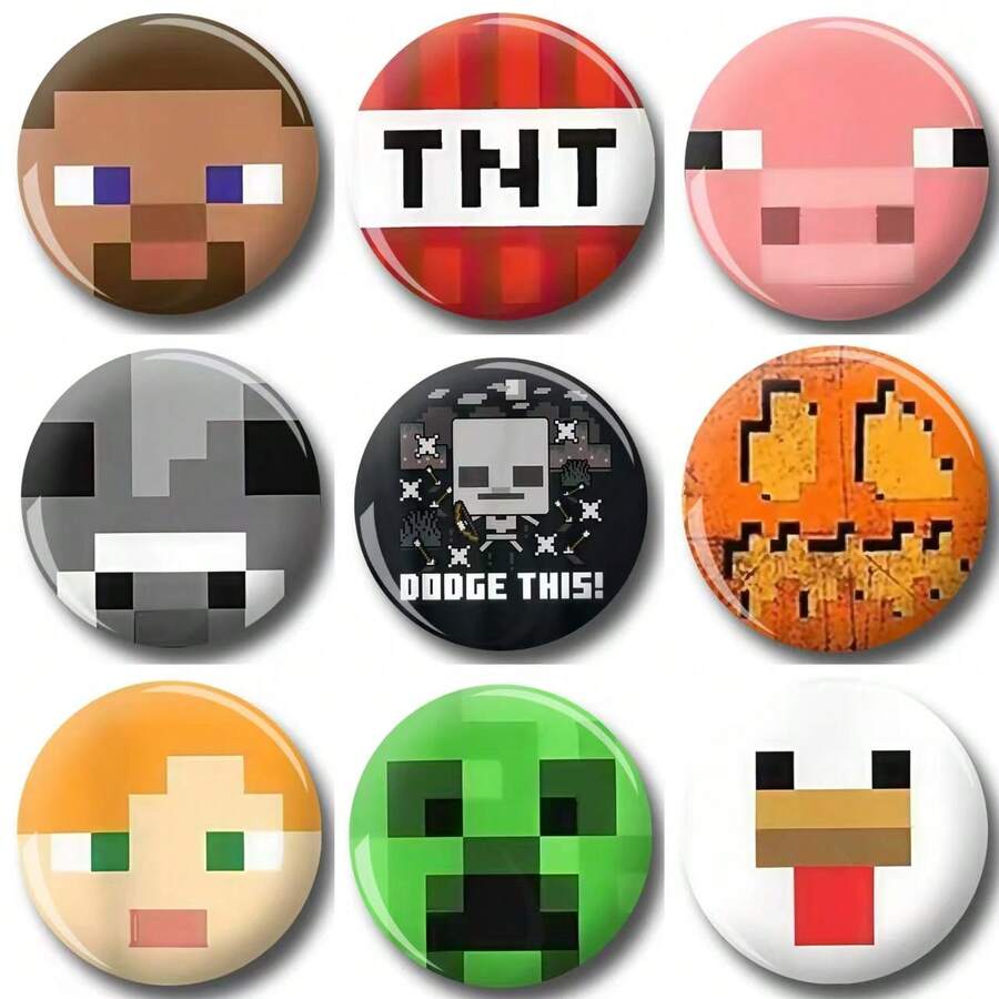 1pc 4.4cm/1.73inch Pixel Pattern Safety Pin Badge, Button Badge, Brooch Badge, Suitable For Attaching To Clothing, Bags, Backpacks, Fun Gift For Family And Friends - Multicolor - View 1