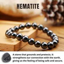 4/6/8mm Natural Hematite Stretch Bracelet, Handmade Unisex Crystal Bracelets For Meditation, Yoga, Spiritual Healing & Positive Energy