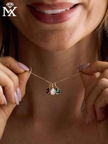 Customized Birthstone Necklace, 18K Gold Gemstone Necklace, Multi-Birthstone Necklace, Grandmother Necklace, Mother's Day Gift - Multicolor - View 4