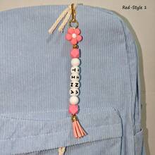 1-Piece Flower Bag Charm, Tassel Pendant, Available In Multiple Flower Colors, Customizable With Name And Initials Beads, Suitable As A Birthday/Holiday Gift For Mother/Family/Girlfriend. - Multicolor - View 24