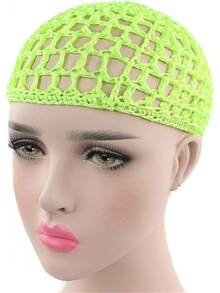 Women Soft Rayon Snood Hat Hair Net Crocheted Hair Net Mix Colorshalloween - 庫法淺綠色-2件 - 查看 8