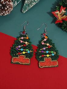 Ohrringe mit Weihnachtsmann-Perlenanhänger, Schneeflocken, Weihnachtsbaum-Hängeohrringe, Accessoire für täglichen Party-Schmuck, Geschenke zu Halloween und Weihnachten