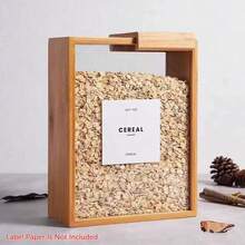 4pcs Modern Bamboo Acrylic Food Storage Dispenser Kitchen Organizer With Hermetic Seal For Cereal Pasta Flour Rice Countertop Pantry Camping Restaurants Space-Saving Design Home Kitchen Supplies