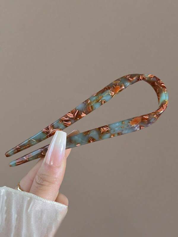 1pc Ombre Acetate U-Shaped Hair Clip, Sweet & Elegant For Campus, Party, Ball, Daily Wear, Suitable For Thin Or Normal Hair, Combs, Haircomb, Side Comb