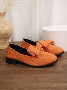 New Plus Size Flat Pearl Loafers, Breathable Soft Bottom Lightweight Simple Comfortable Shoes, Knitted Casual Pointed Toe Suitable For Dresses