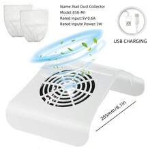 Nail Duster Collector, Nail Dust Collector For Acrylic Nails, Nail Dust Fan Nail Cleaner For Manicure - Nail Vacuum Cleaner Powerful Dust Extractor With Nail Arm Rest Pad