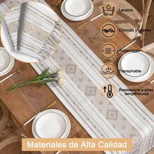 Camino de Mesa con Borlas Elegante Table Runner Boho para Navideña Cena Reuniones Paño de Mesa Arpillera Largo Corredor de Mesa de Granja Rectangular para Decoración Comedor Hogar 175*34.5cm - 1 - Ver 6