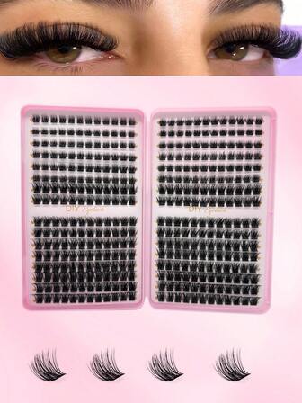 384pc Cluster Lash Book Kit - Salon DIY Eyelash Extensions | Easy Apply False Lashes, Reusable & Travel-Friendly