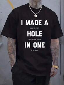 Funny Golf For Men Women-Hole In One Golf Gag Gifts T-Shirt, Casual Crew Neck Short Sleeved Summer T-Shirt, MEN'S TopFashionable Women's Clothing - màu đen - Xem 1