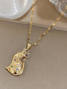 1 Pc Cute Vintage Pendant Necklace For Women Stainless Steel Chain Necklace Daily Party Jewelry Christmas Gifts