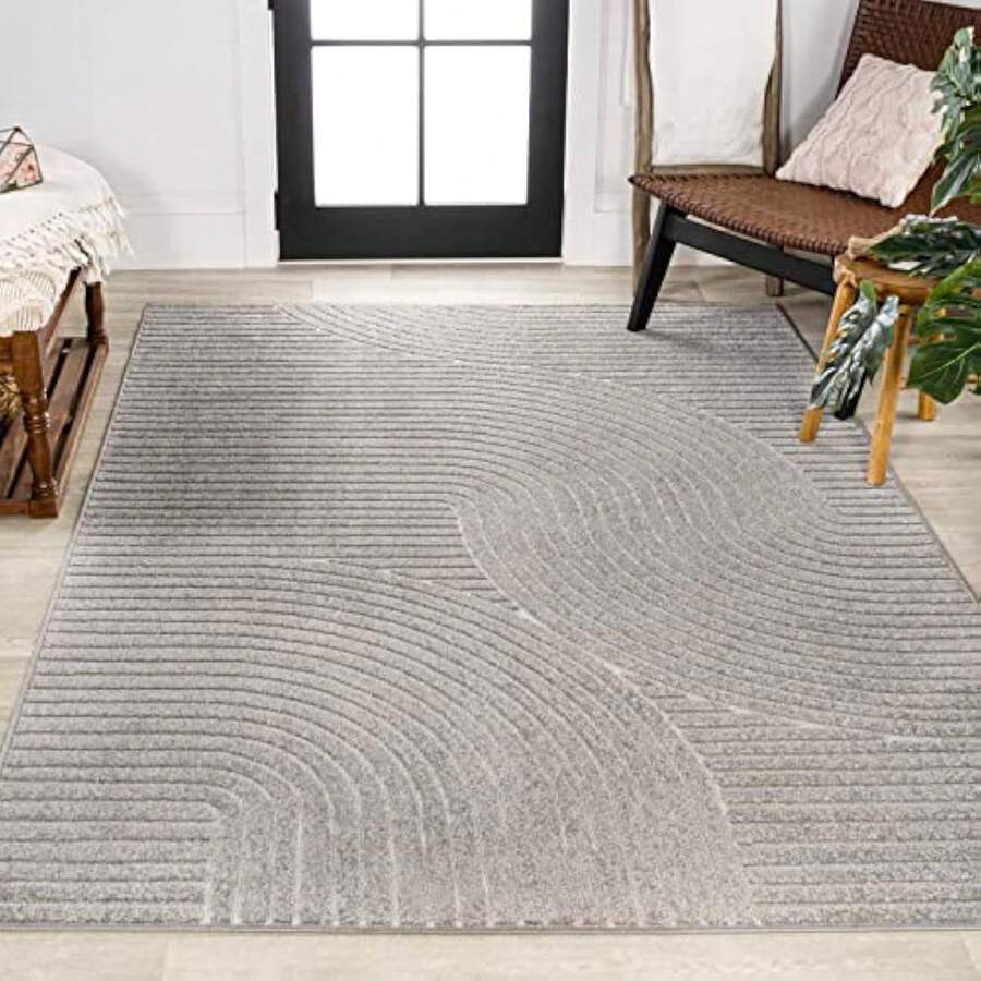 1pc Retro Curve Minimalist Geometric Area Rugs For Living Room, Floor Carpet For Bedroom, Carpets Home Decor Rugs, Homestay Hotel, Non-Slip Machine Washable Carpet, Home Decor Room Decor - Kiểu 1 - Xem 1
